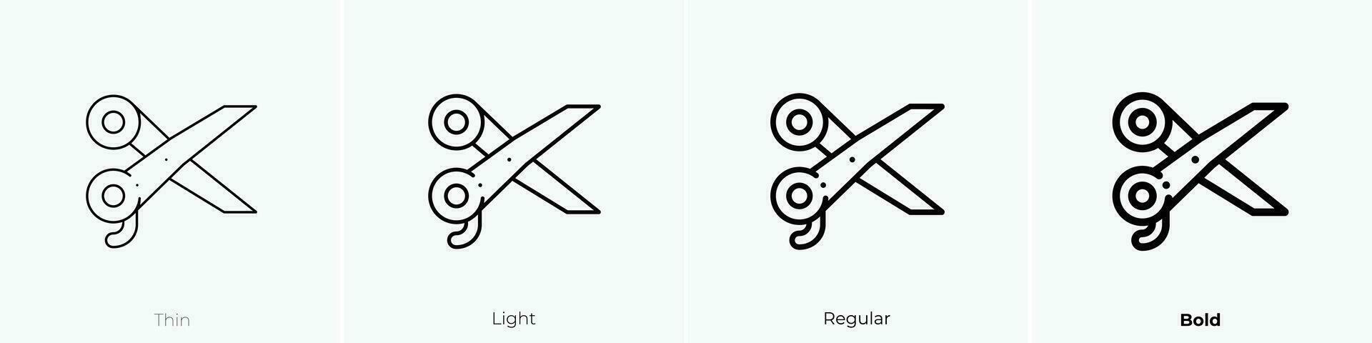 forbici icona. sottile, luce, regolare e grassetto stile design isolato su bianca sfondo vettore