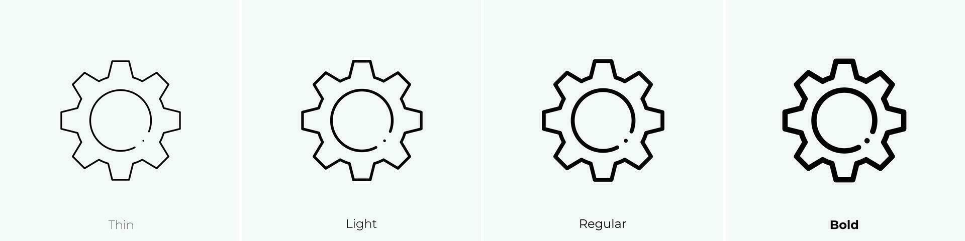 impostazioni icona. sottile, luce, regolare e grassetto stile design isolato su bianca sfondo vettore