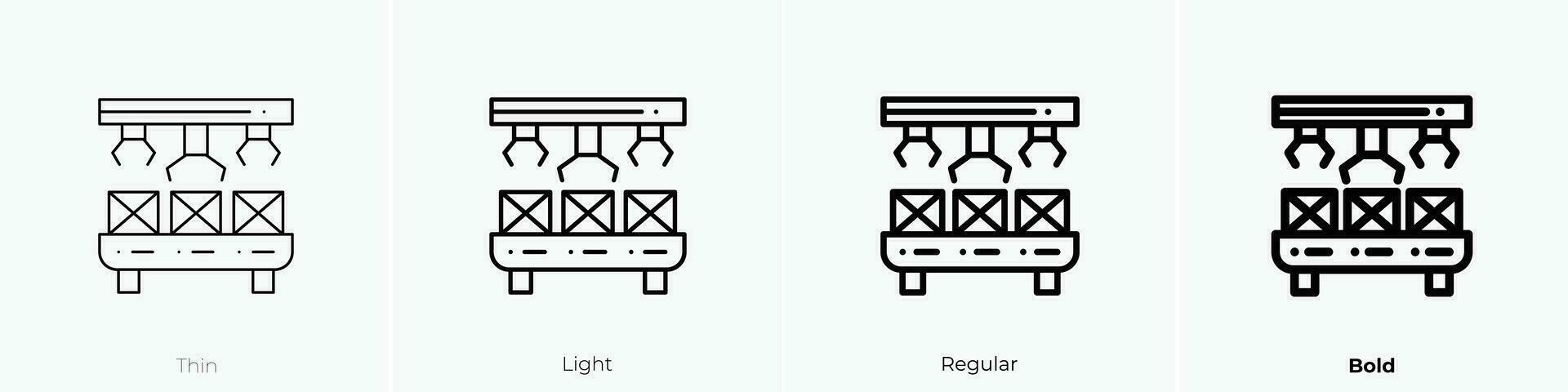 robot braccio icona. sottile, luce, regolare e grassetto stile design isolato su bianca sfondo vettore