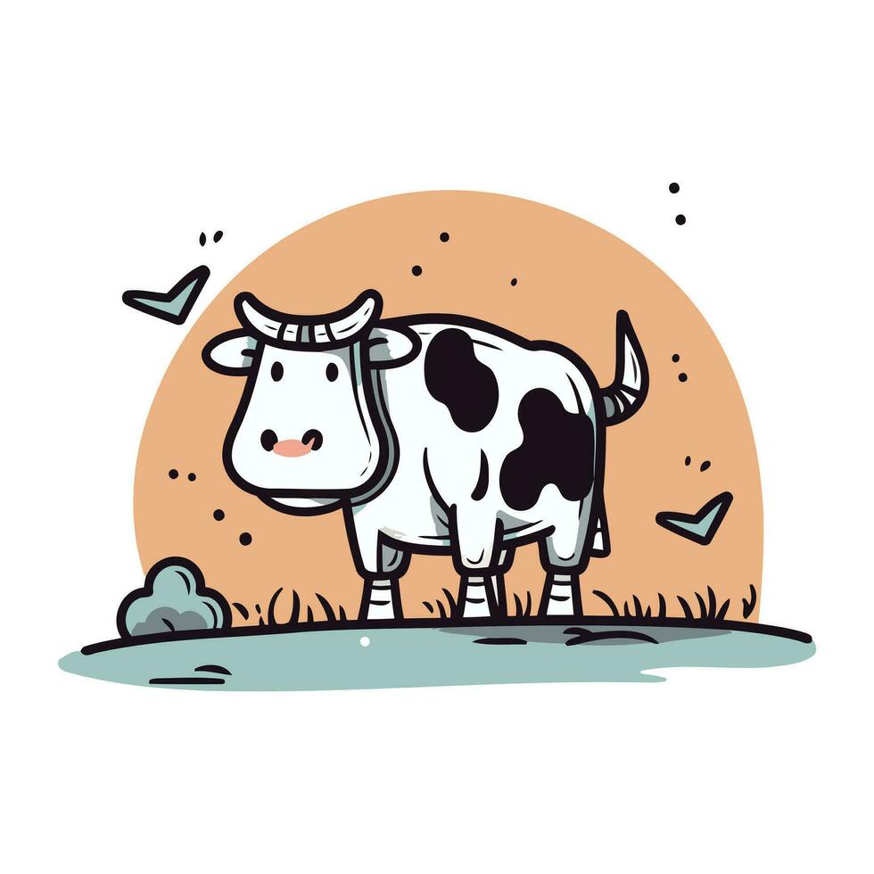 carino mucca cartone animato vettore illustrazione. carino azienda agricola animale carattere.