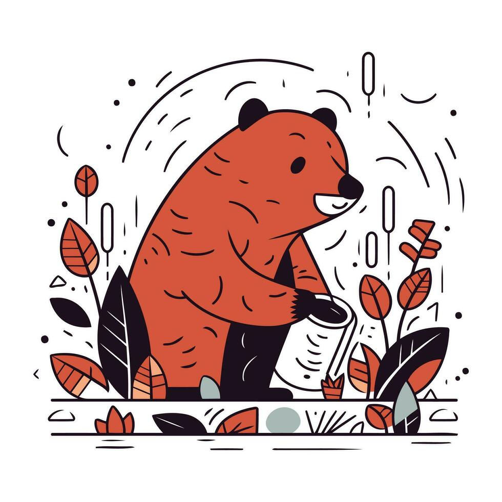 carino orso nel il foresta. vettore illustrazione per il tuo design.