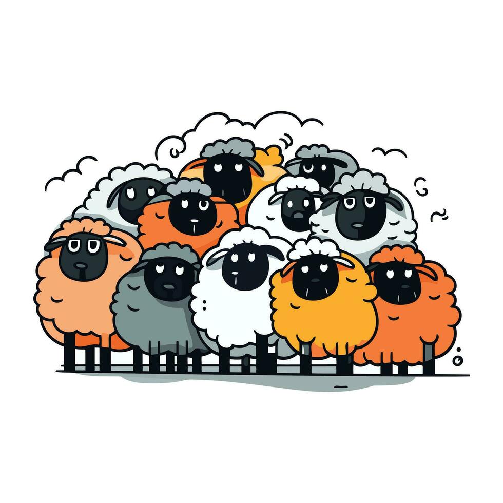 cartone animato pecore. vettore illustrazione di divertente cartone animato pecore.