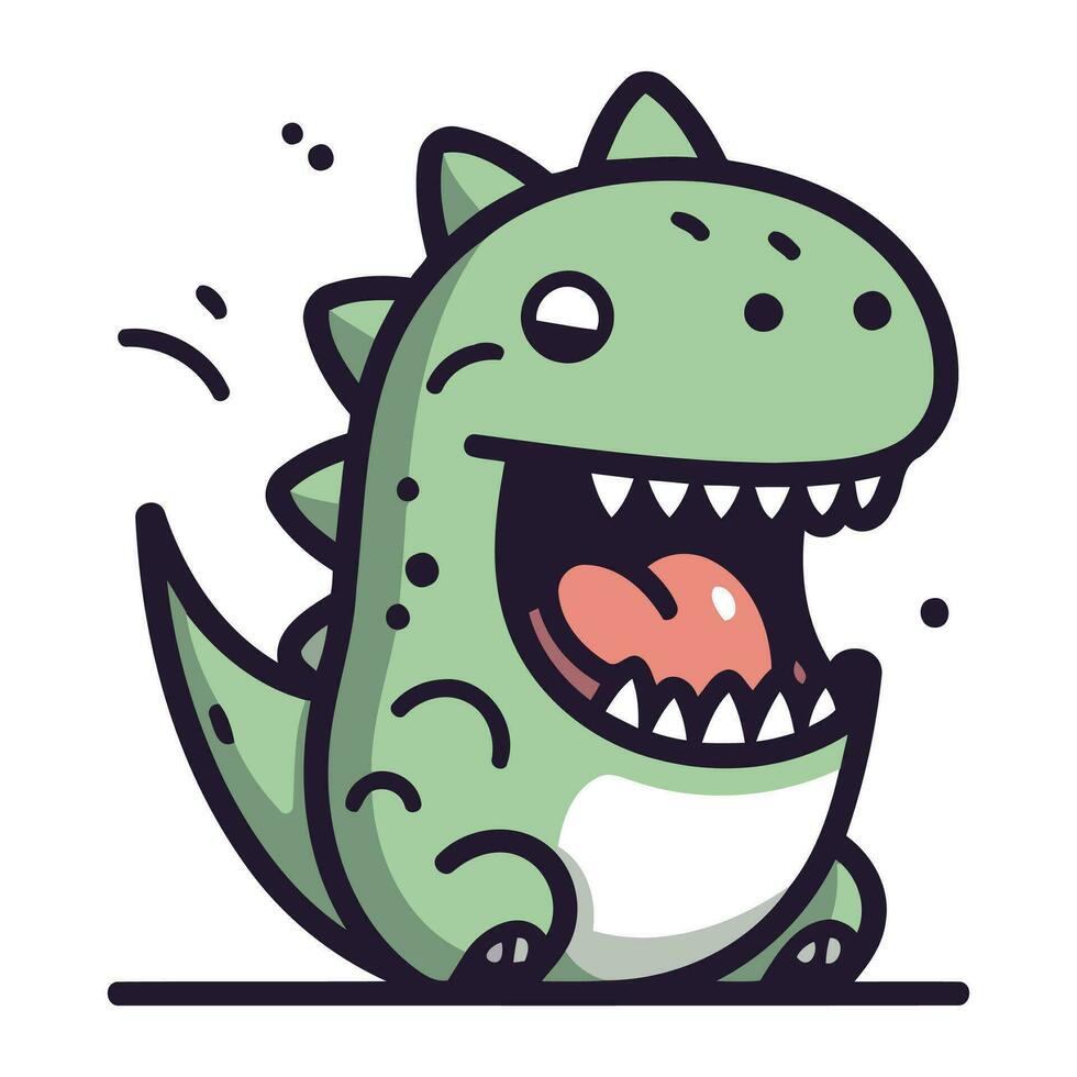carino cartone animato dinosauro. vettore illustrazione di un' divertente dinosauro carattere.