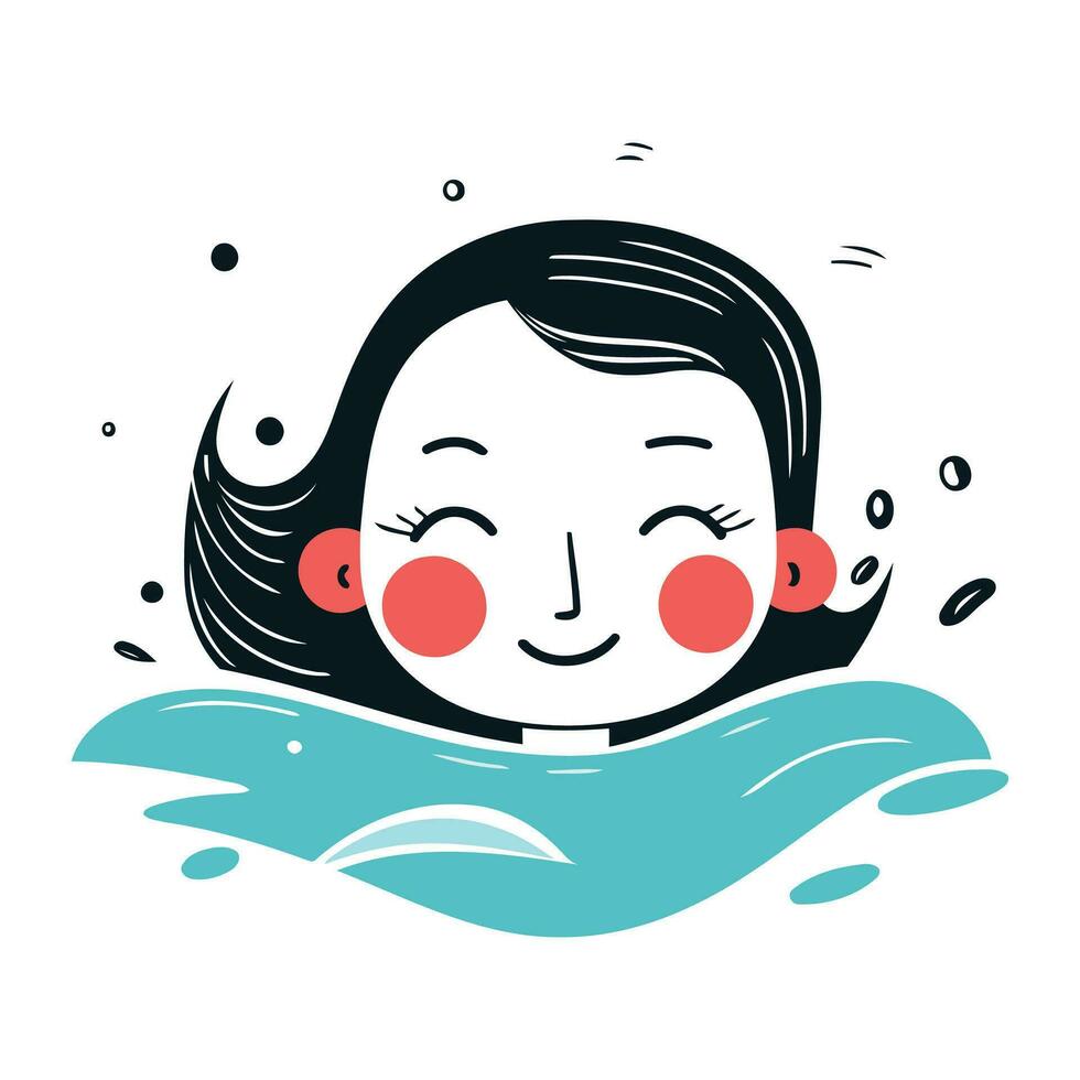 vettore illustrazione di un' donna nuoto nel il mare. piatto stile.