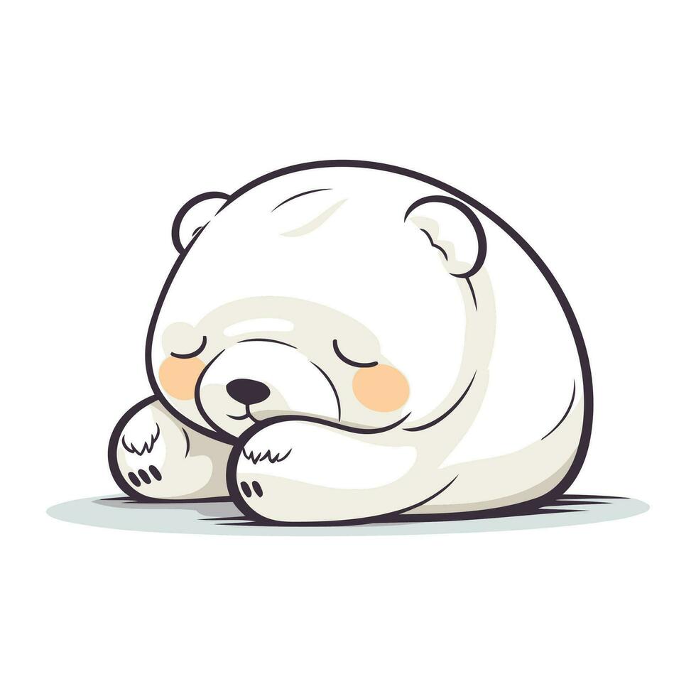 polare orso dormendo. carino cartone animato carattere. vettore illustrazione.