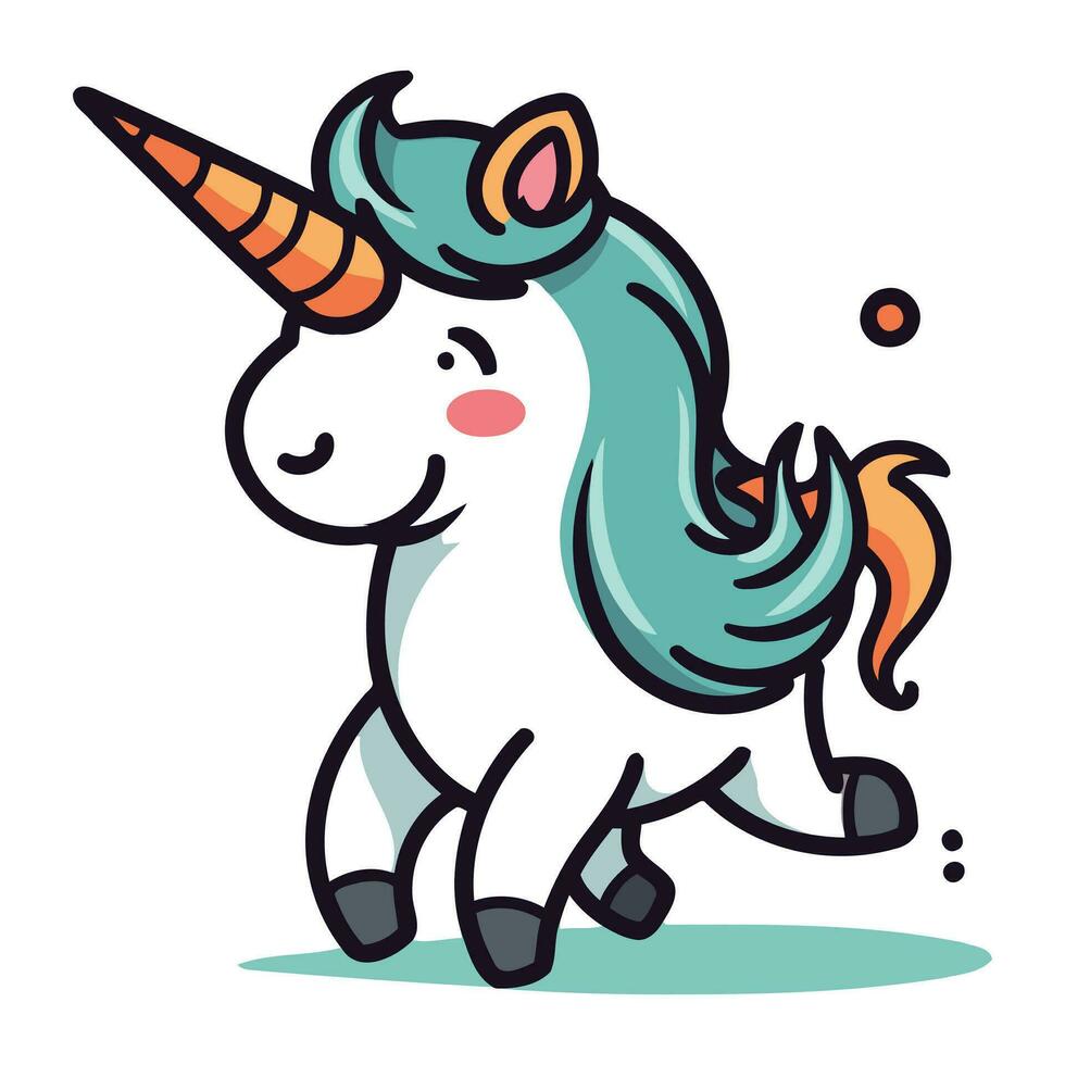 carino cartone animato unicorno. vettore illustrazione di un' carino cartone animato unicorno.