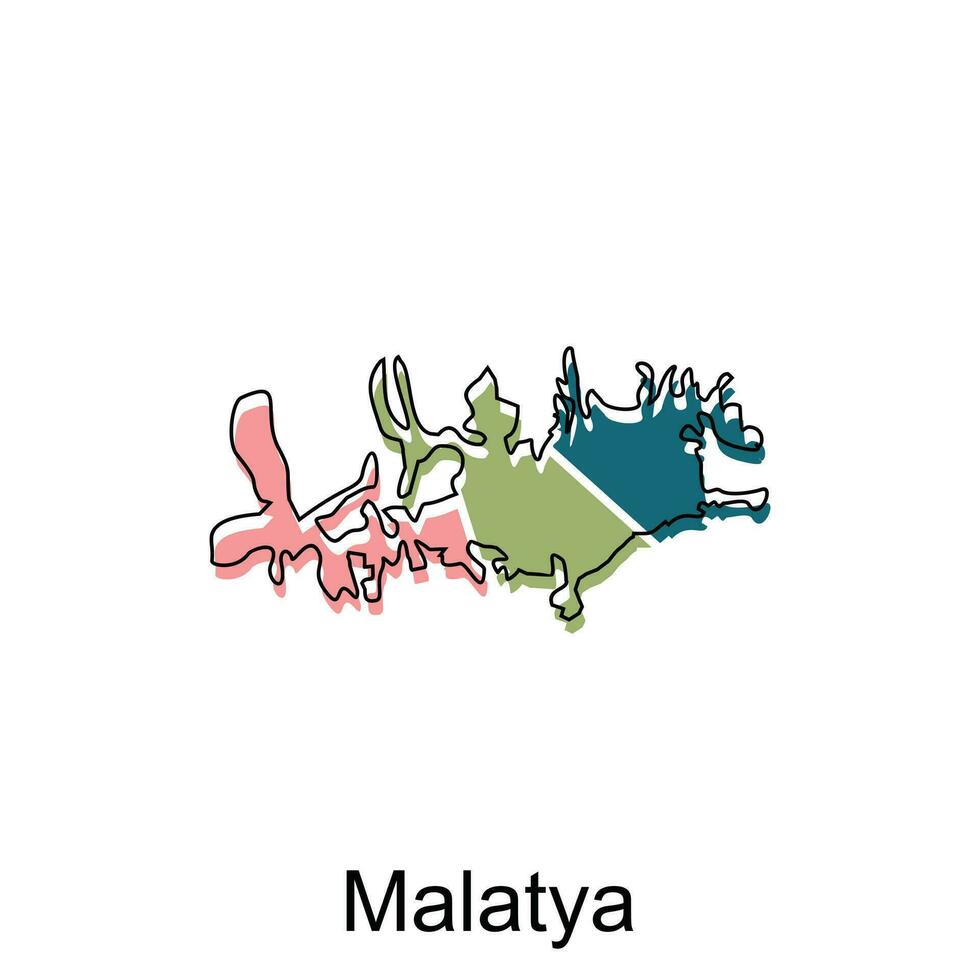 carta geografica città di Malatya disegno, vettore modello con schema grafico schizzo stile isolato su bianca sfondo