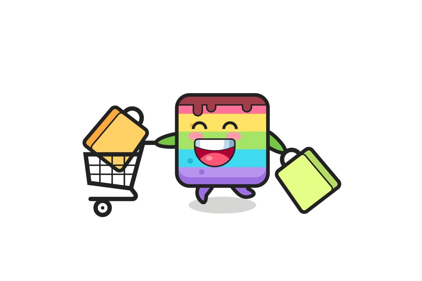 illustrazione del black friday con la simpatica mascotte della torta arcobaleno vettore