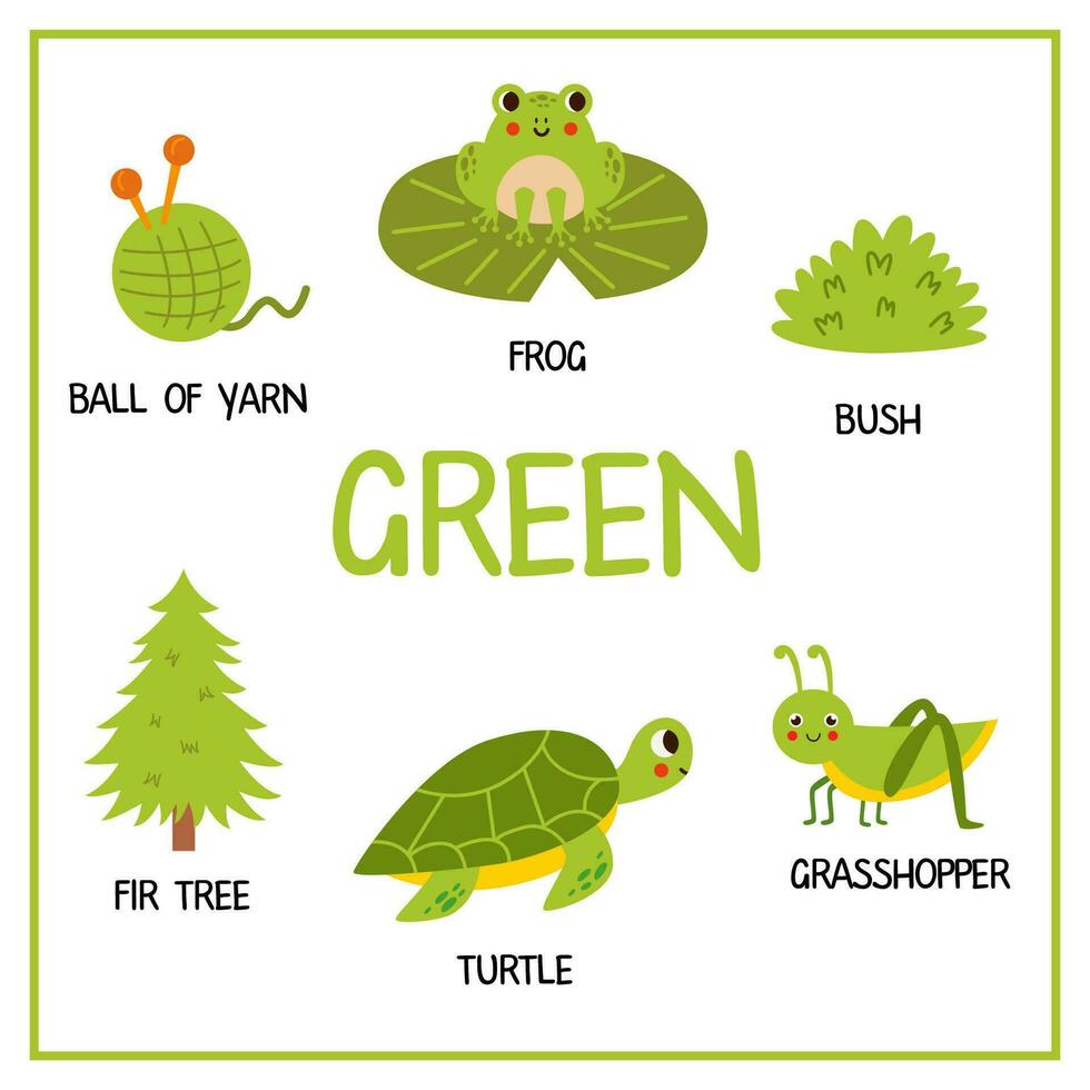 SVG, Vettoriale - Colori Base Per Bambini. Flashcard Per Imparare I Colori.  Colore Verde.. Image 174128565
