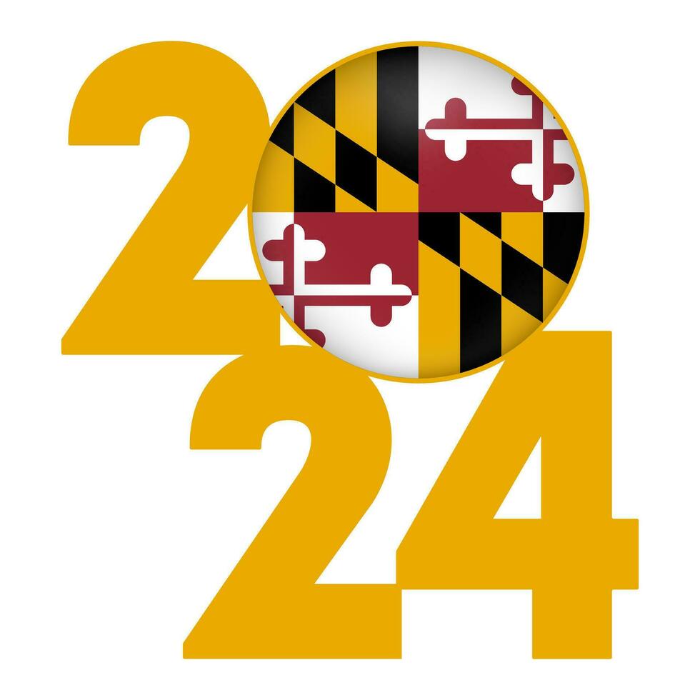 2024 bandiera con Maryland stato bandiera dentro. vettore illustrazione.