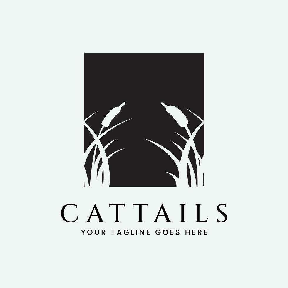 cattails pianta silhouette logo vettore illustrazione design