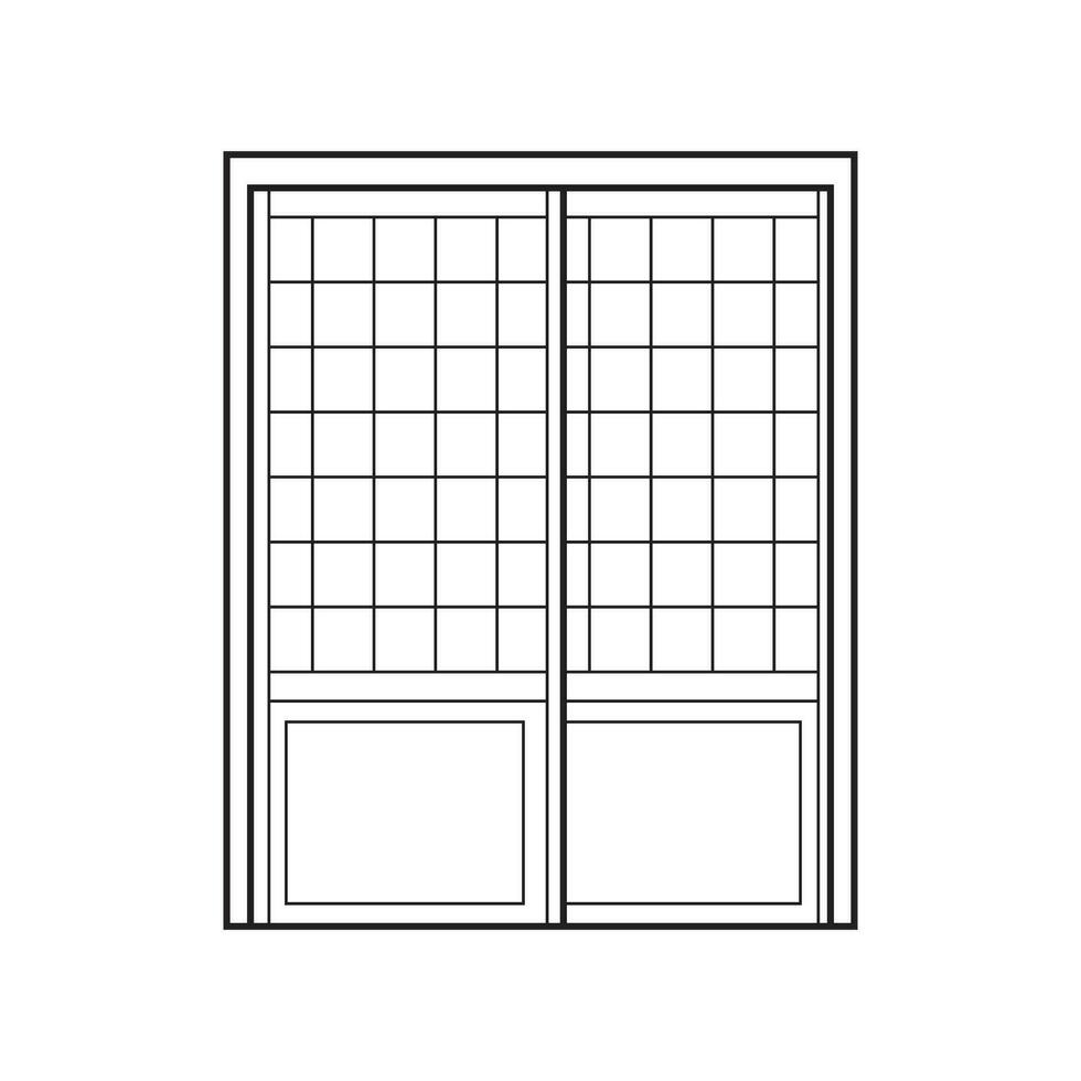 mano disegnato bambini disegno vettore illustrazione giapponese scorrevole porta isolato su bianca sfondo