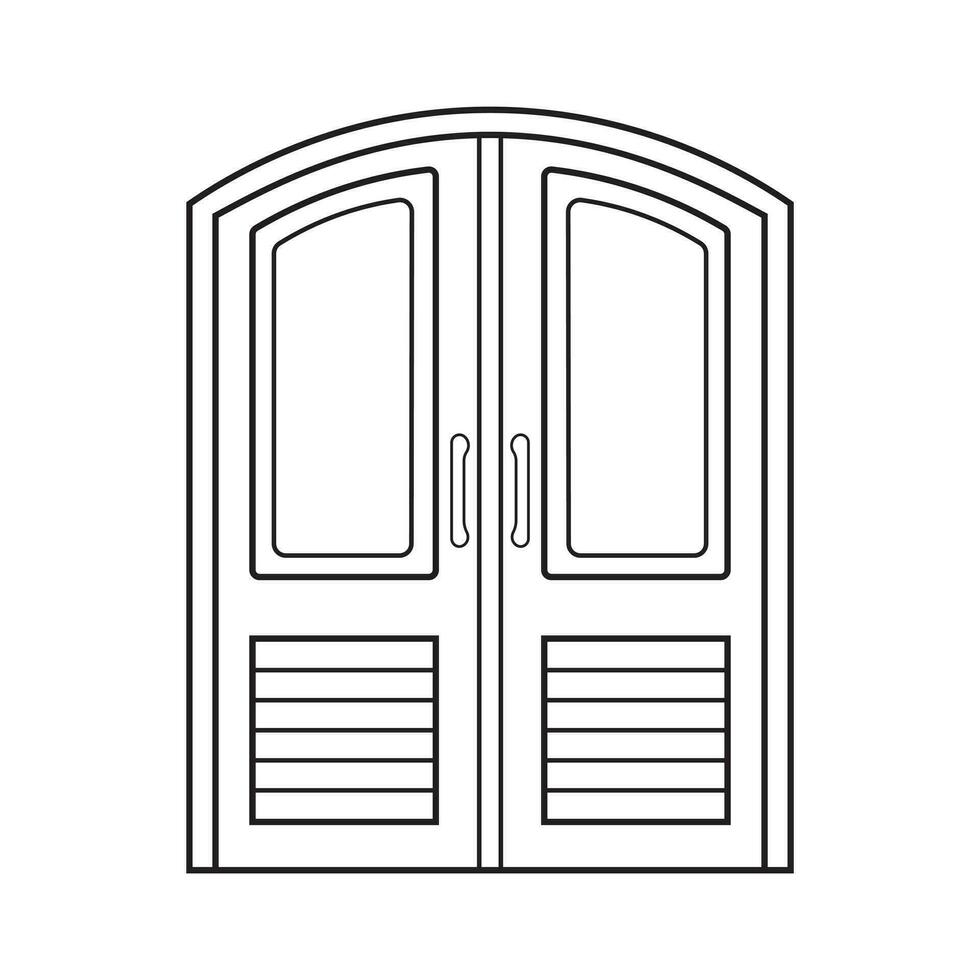 mano disegnato bambini disegno vettore illustrazione principale sala Doppio porta isolato su bianca sfondo