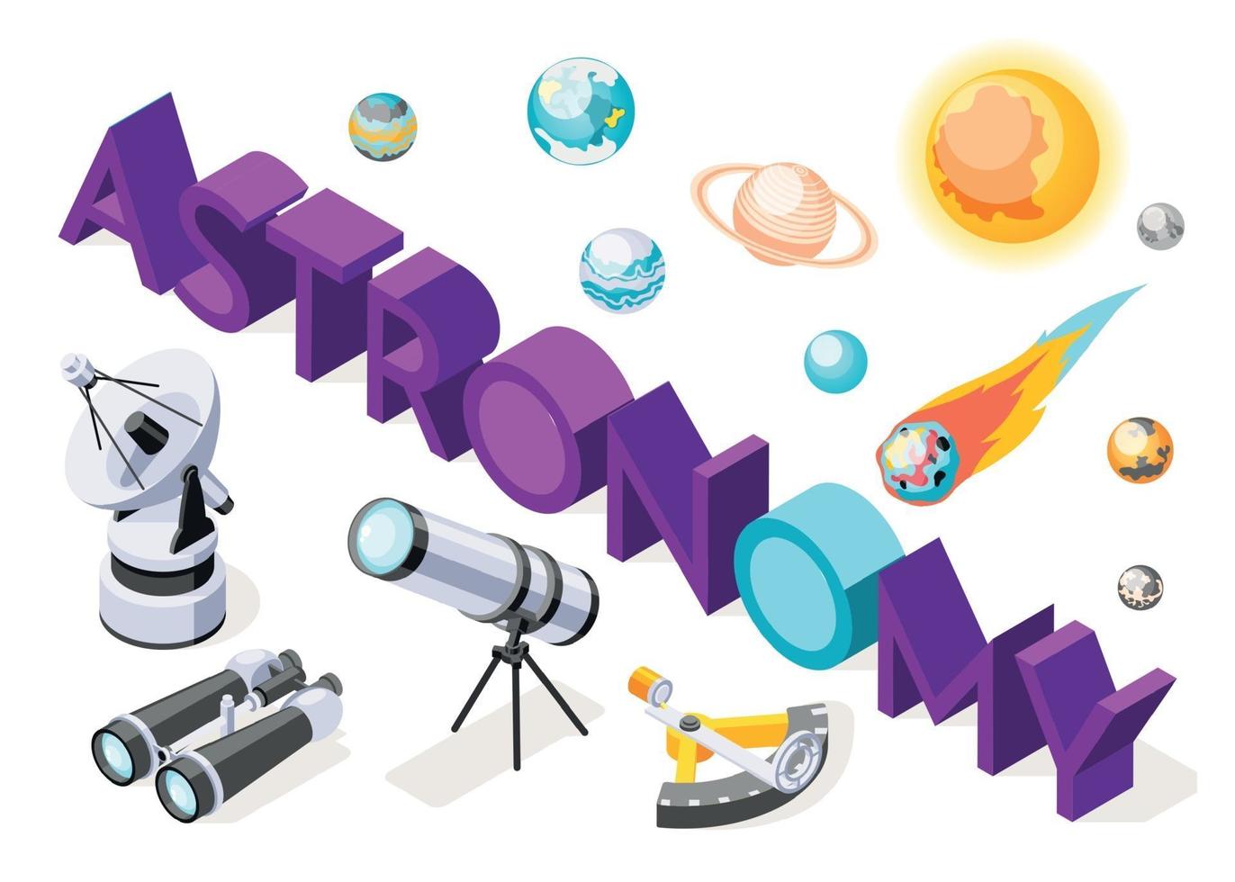 composizione del testo isometrica di astronomia vettore