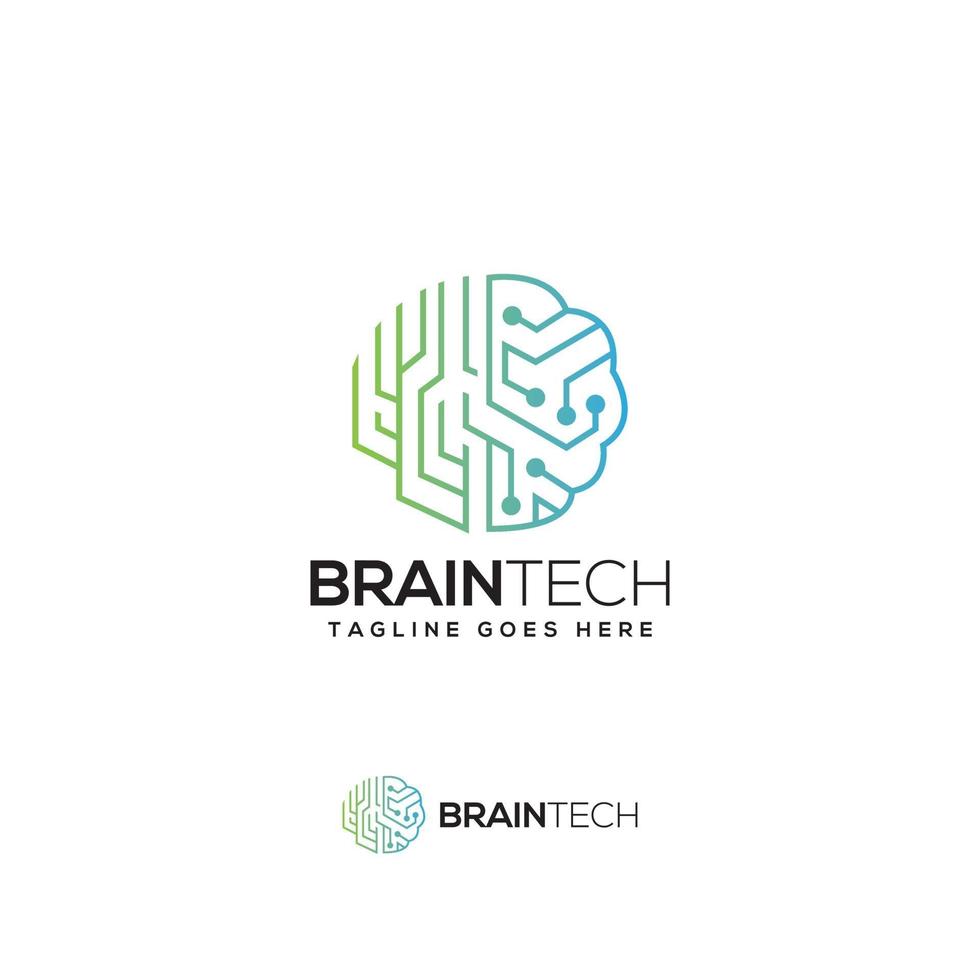 cervello tech moderno logo design vettore