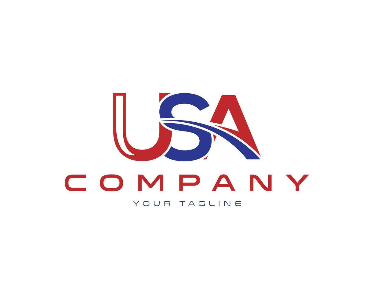 Stati Uniti d'America lettera logo design unico vettore illustrazione.