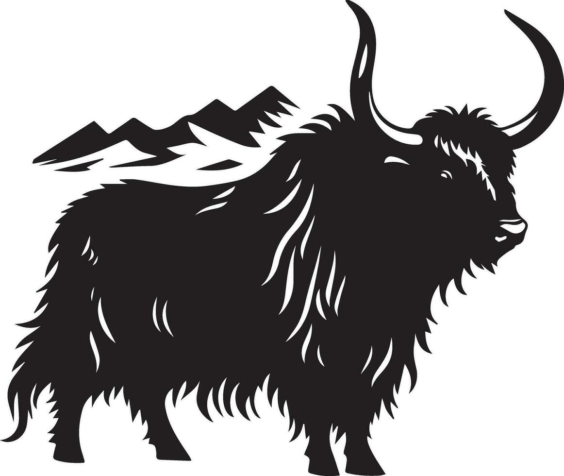 yak animale vettore silhouette illustrazione nero colore