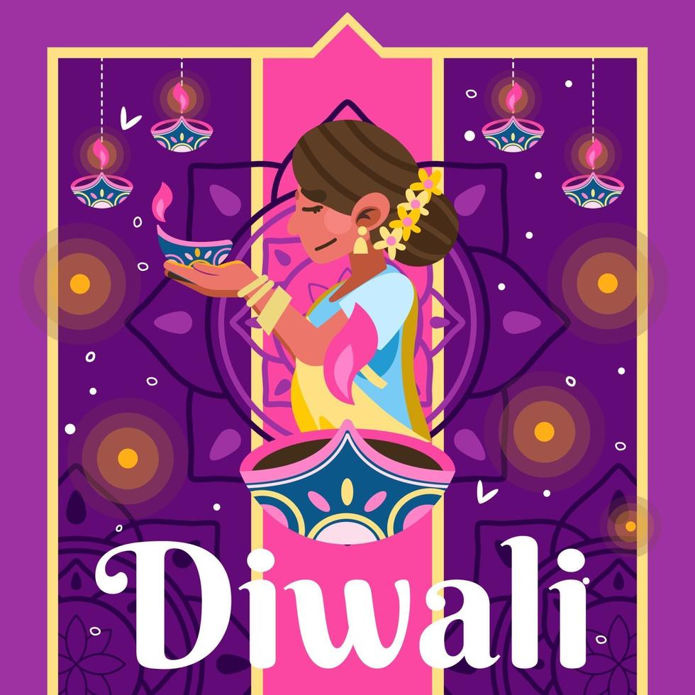 preghiera del giorno di diwali vettore