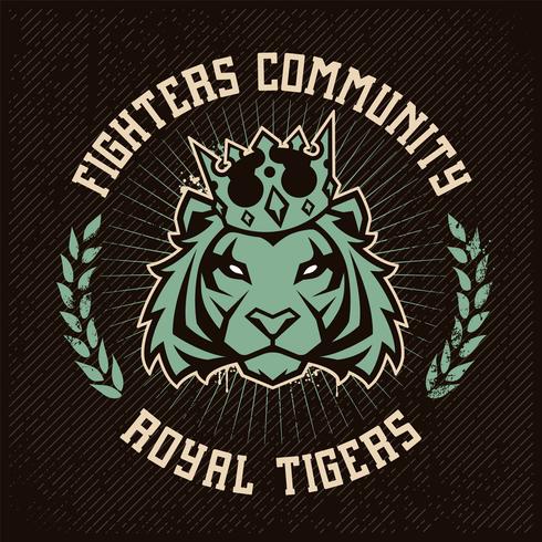 Emblem Design con Tiger in Crown vettore