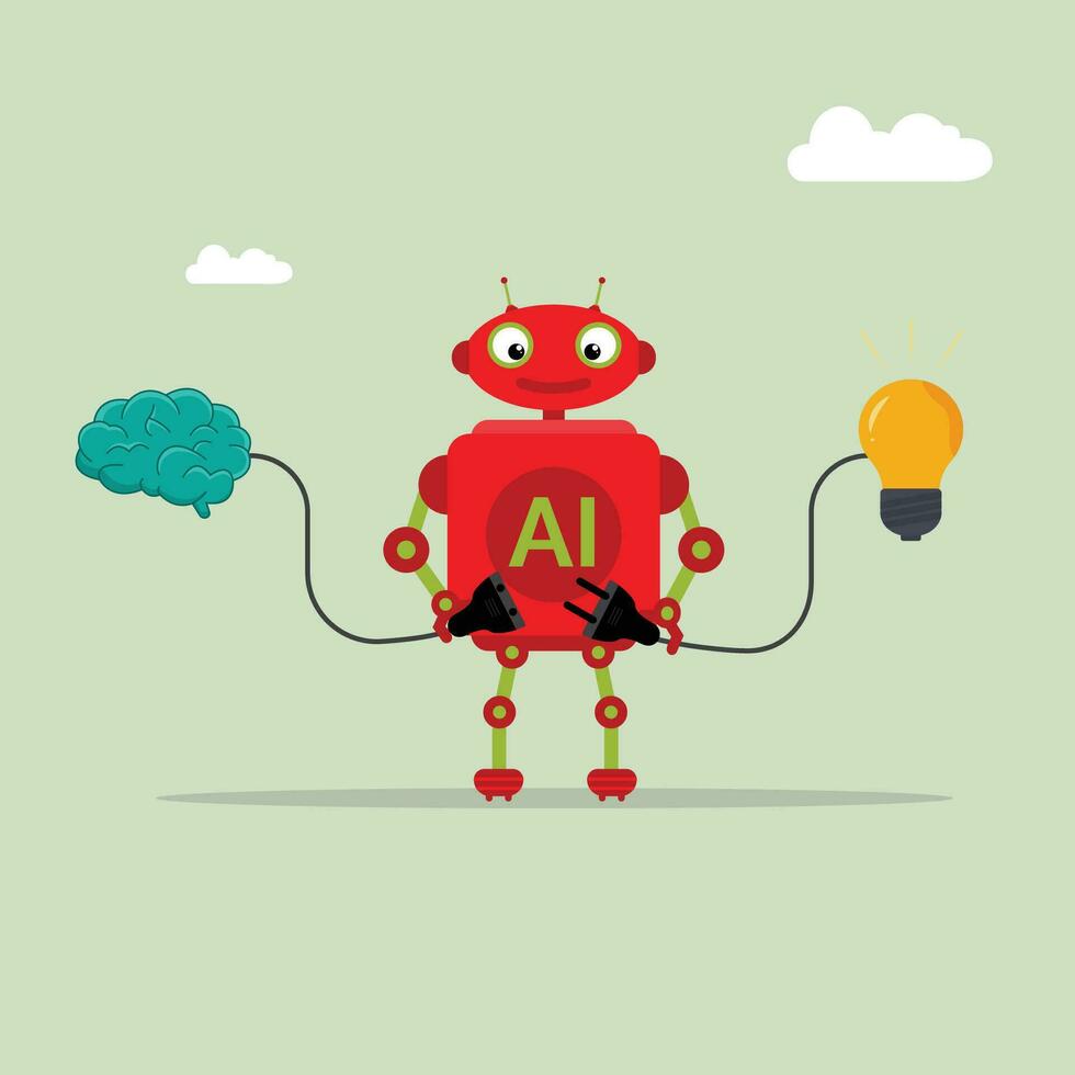 moderno robot artificiale intelligenza Collegare umano cervello e idea, artificiale intelligenza migliorare, ai umano supporto concetto vettore