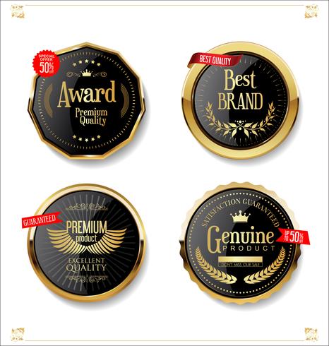 Distintivi ed etichette d&#39;oro di lusso premium vettore