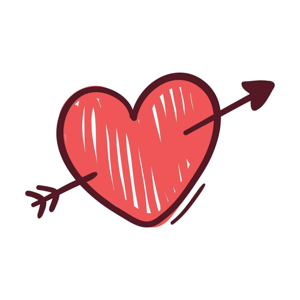 vettore freccia su cuore icona vettore illustrazione stile scarabocchio