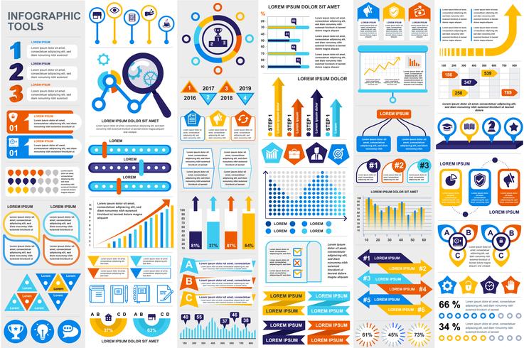 Modello di progettazione di vettore di visualizzazione di dati degli elementi di Infographic