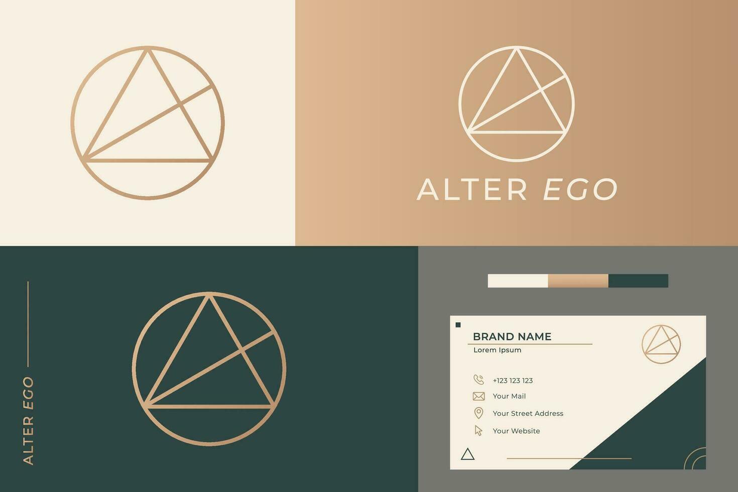 triangolo cerchio geometrico elegante logo concetto marca identità attività commerciale carta vettore