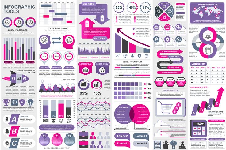 Modello di progettazione di vettore di visualizzazione di dati degli elementi di Infographic