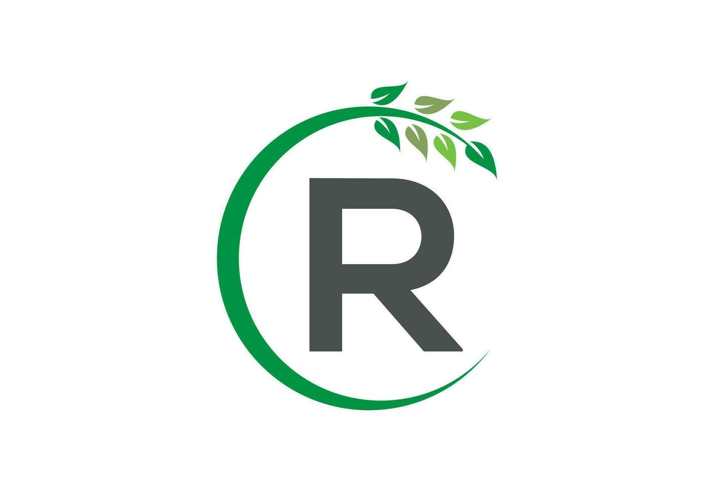 lettera r foglia crescita logo icona design simbolo vettore