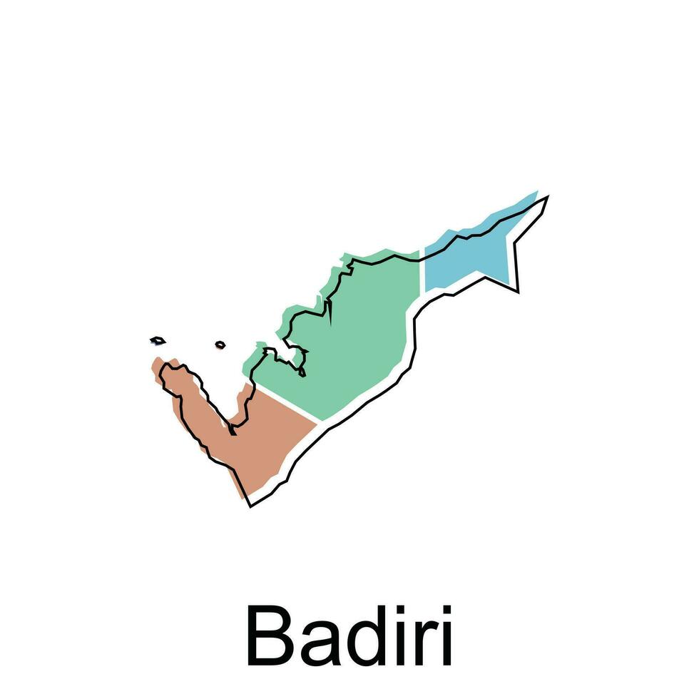 carta geografica città di badiri logo disegno, Provincia di nord sumatra, mondo carta geografica internazionale vettore modello con schema grafico schizzo stile