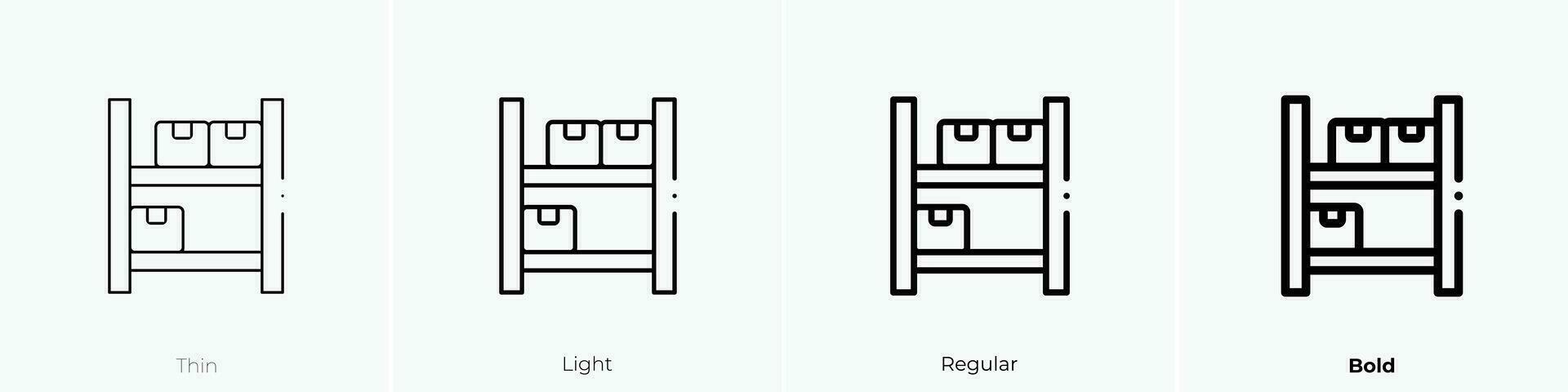 mensola icona. sottile, luce, regolare e grassetto stile design isolato su bianca sfondo vettore