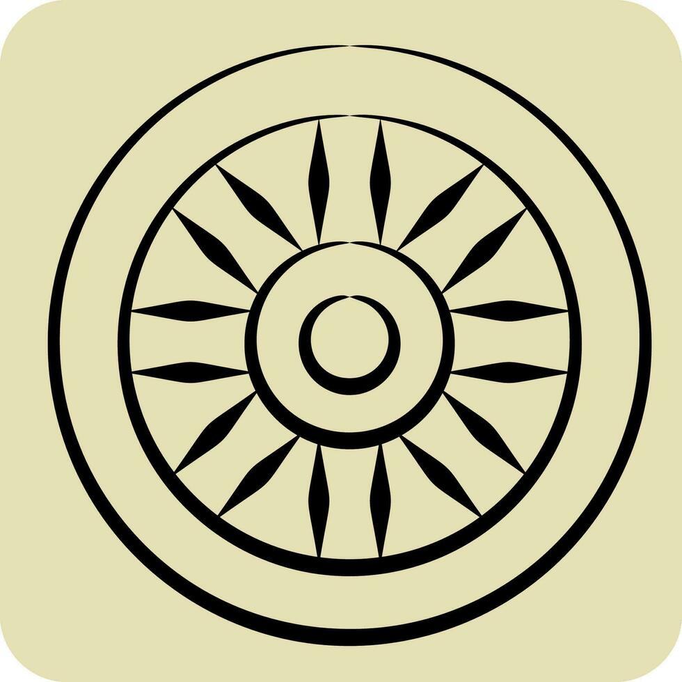 icona ruota. relazionato per celtico simbolo. mano disegnato stile. semplice design modificabile. semplice illustrazione vettore