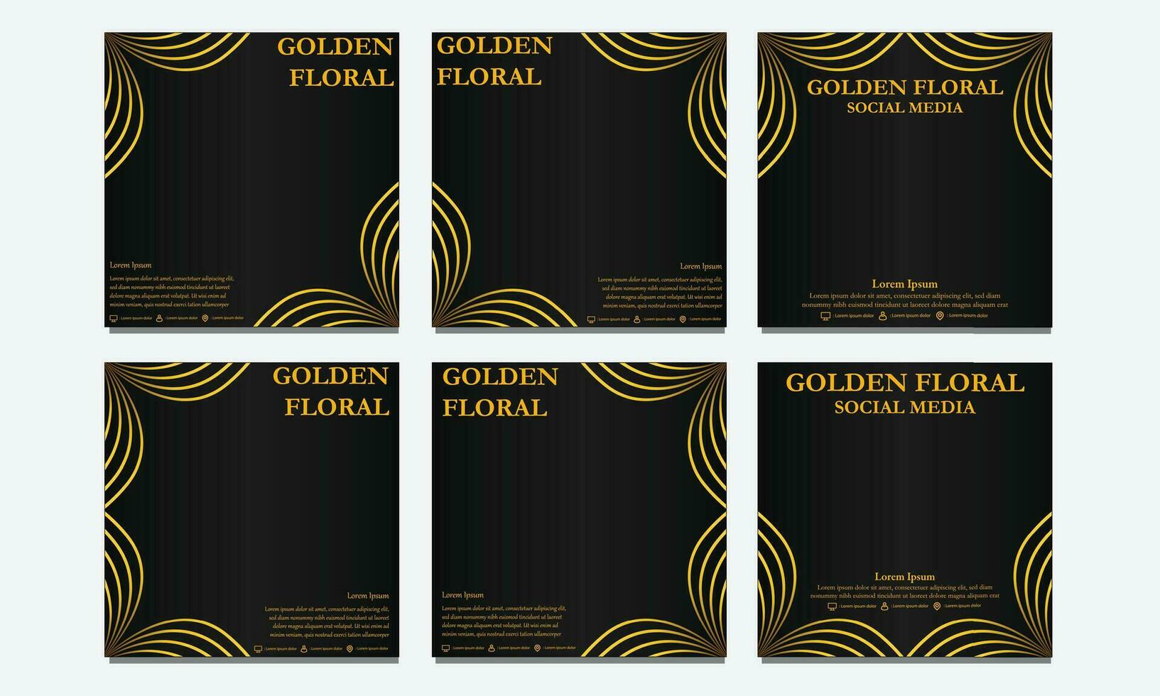 impostato di lusso d'oro floreale sociale media modello. adatto per sociale media inviare, ragnatela striscione, copertina e carta vettore