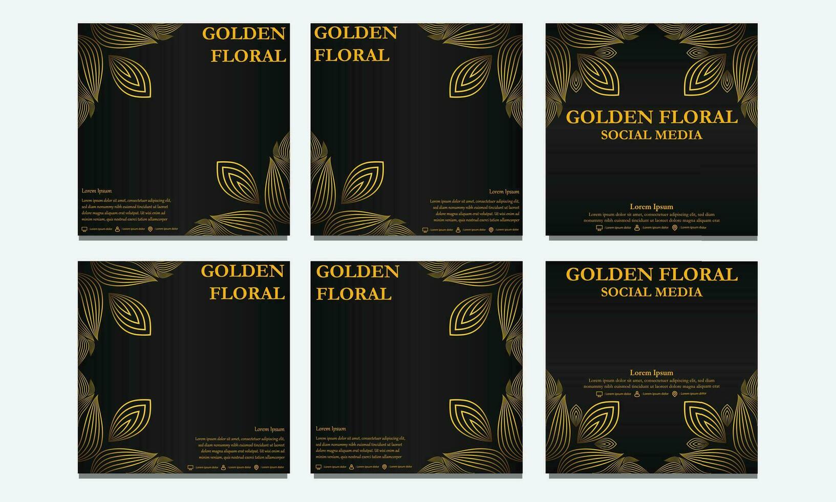 impostato di d'oro floreale sociale media modello. adatto per sociale media inviare, ragnatela striscione, copertina e carta vettore