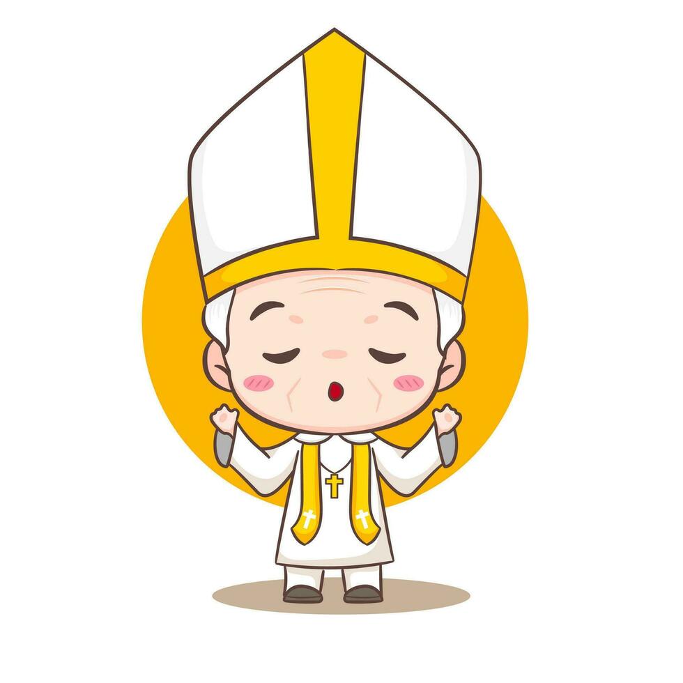 carino papa cartone animato carattere. contento sorridente cattolico sacerdote portafortuna carattere. cristiano religione concetto design. isolato bianca sfondo. vettore arte illustrazione.