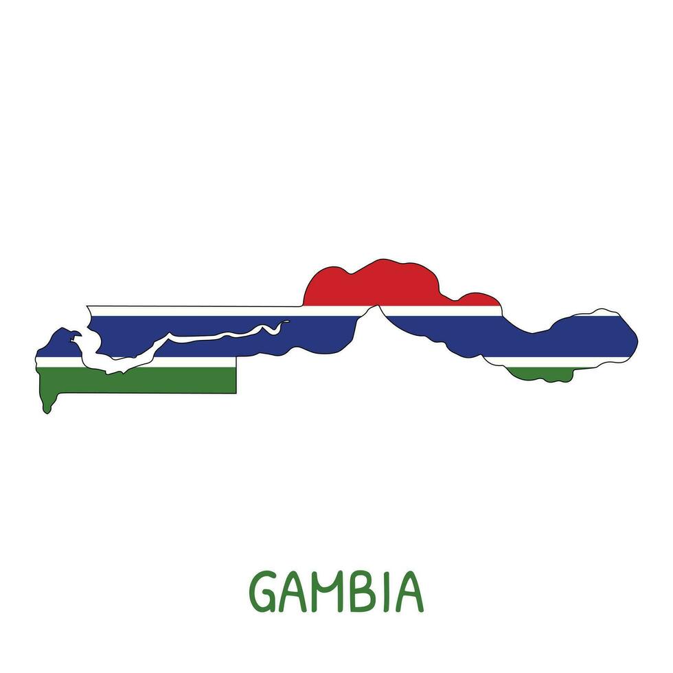 Gambia nazionale bandiera sagomato come nazione carta geografica vettore