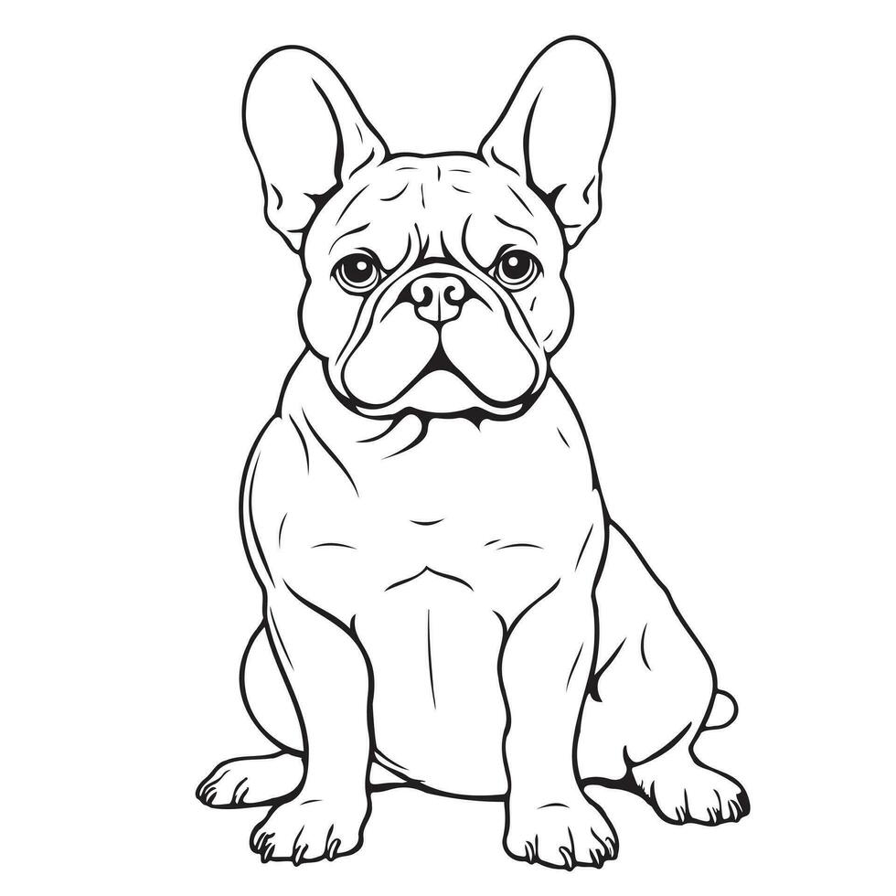 francese bulldog mano disegnato schizzo nel comico stile colorazione libro vettore