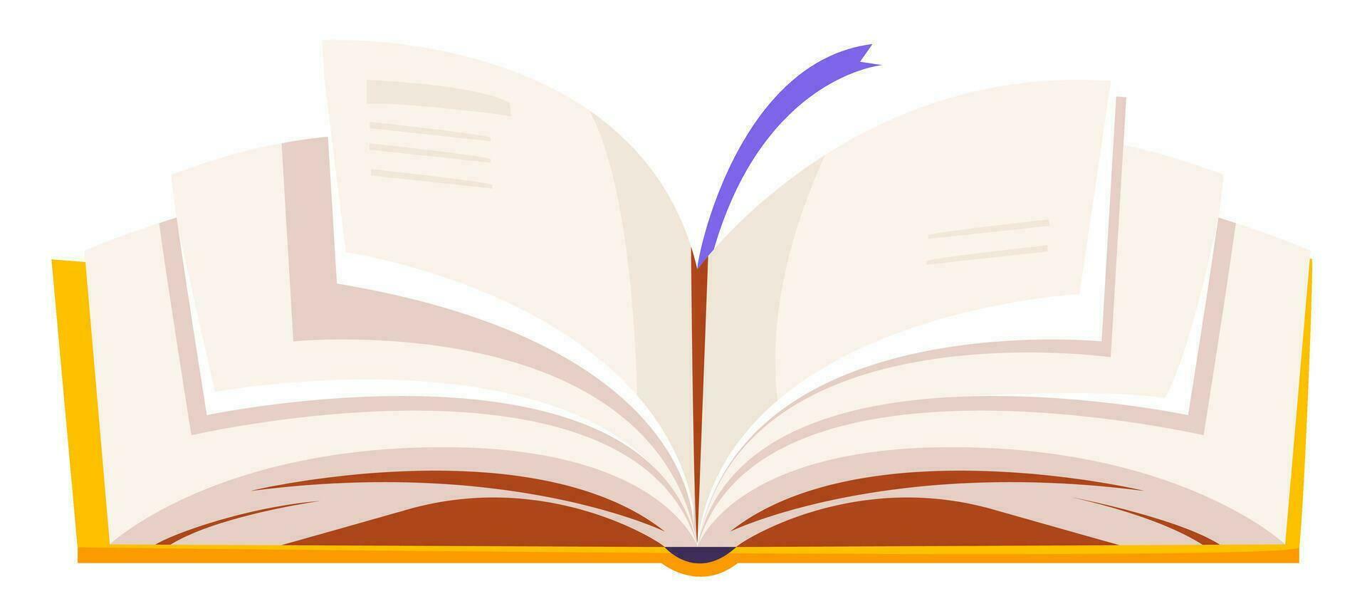un Aperto libro isolato su un' bianca sfondo. cartone animato vettore illustrazione