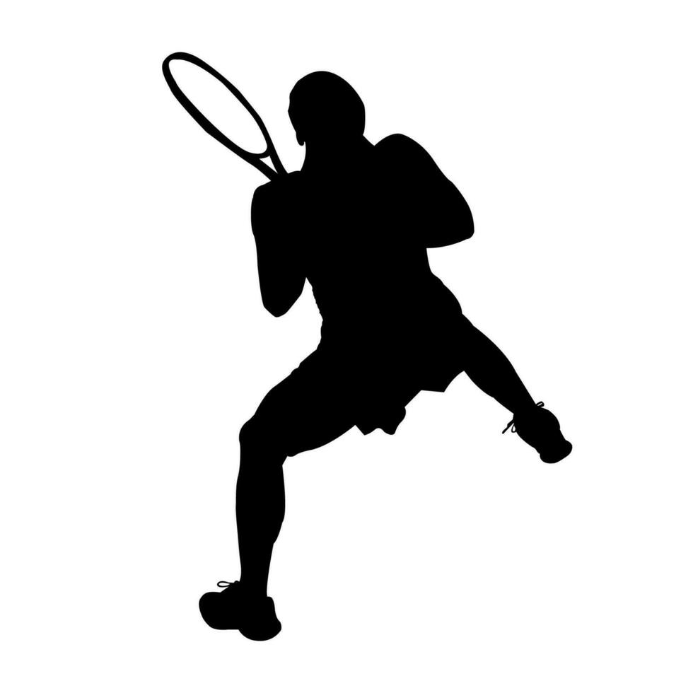 silhouette a partire dal dietro a di atletico donna tennis vettore