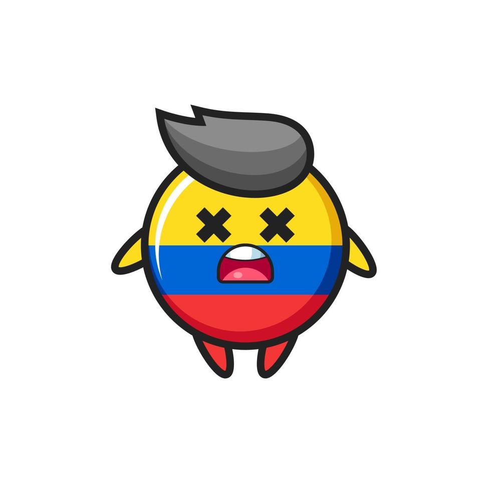 il personaggio mascotte del distintivo della bandiera della Colombia morta vettore
