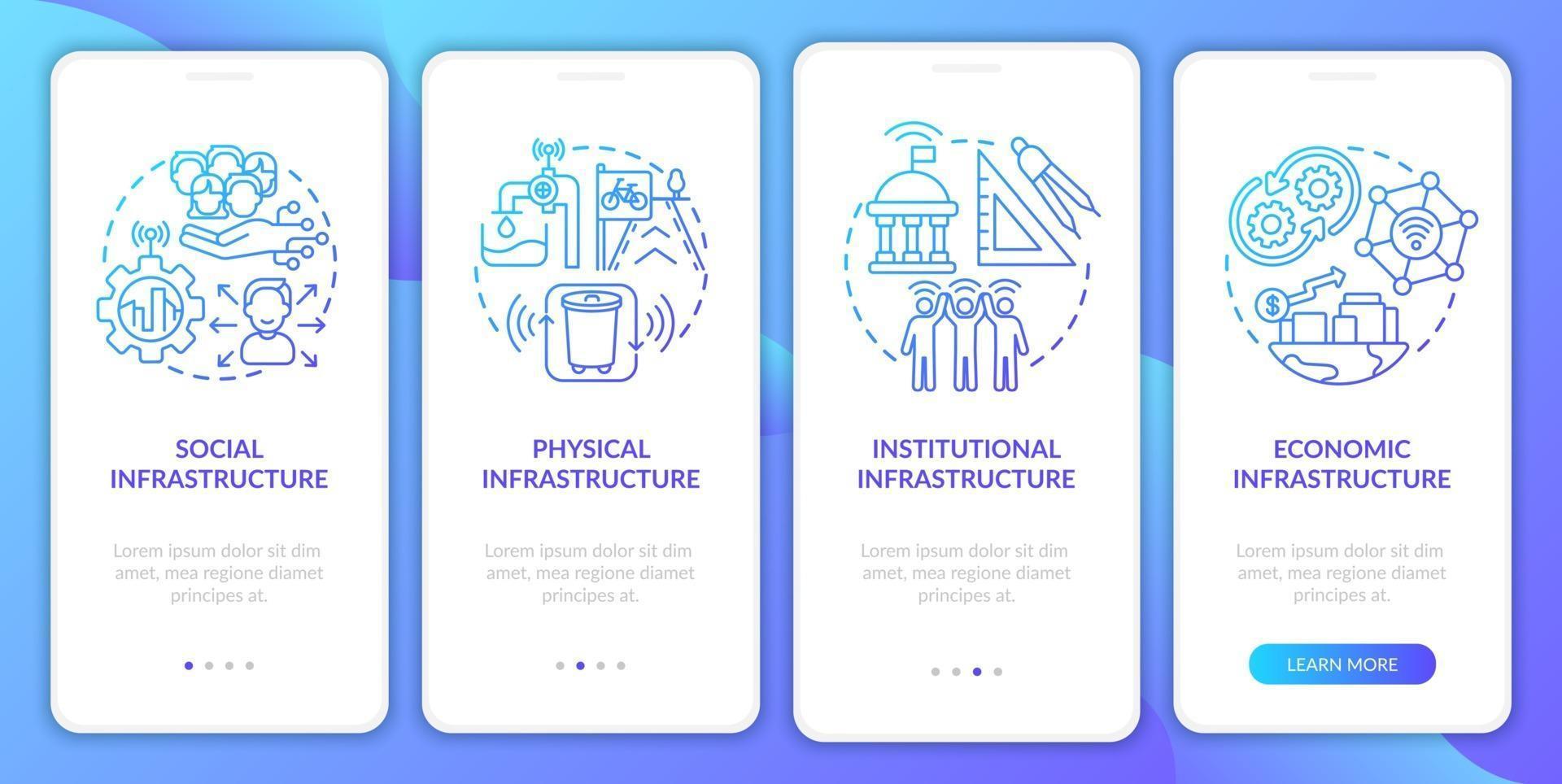 schermata della pagina dell'app mobile a bordo delle infrastrutture della città vettore