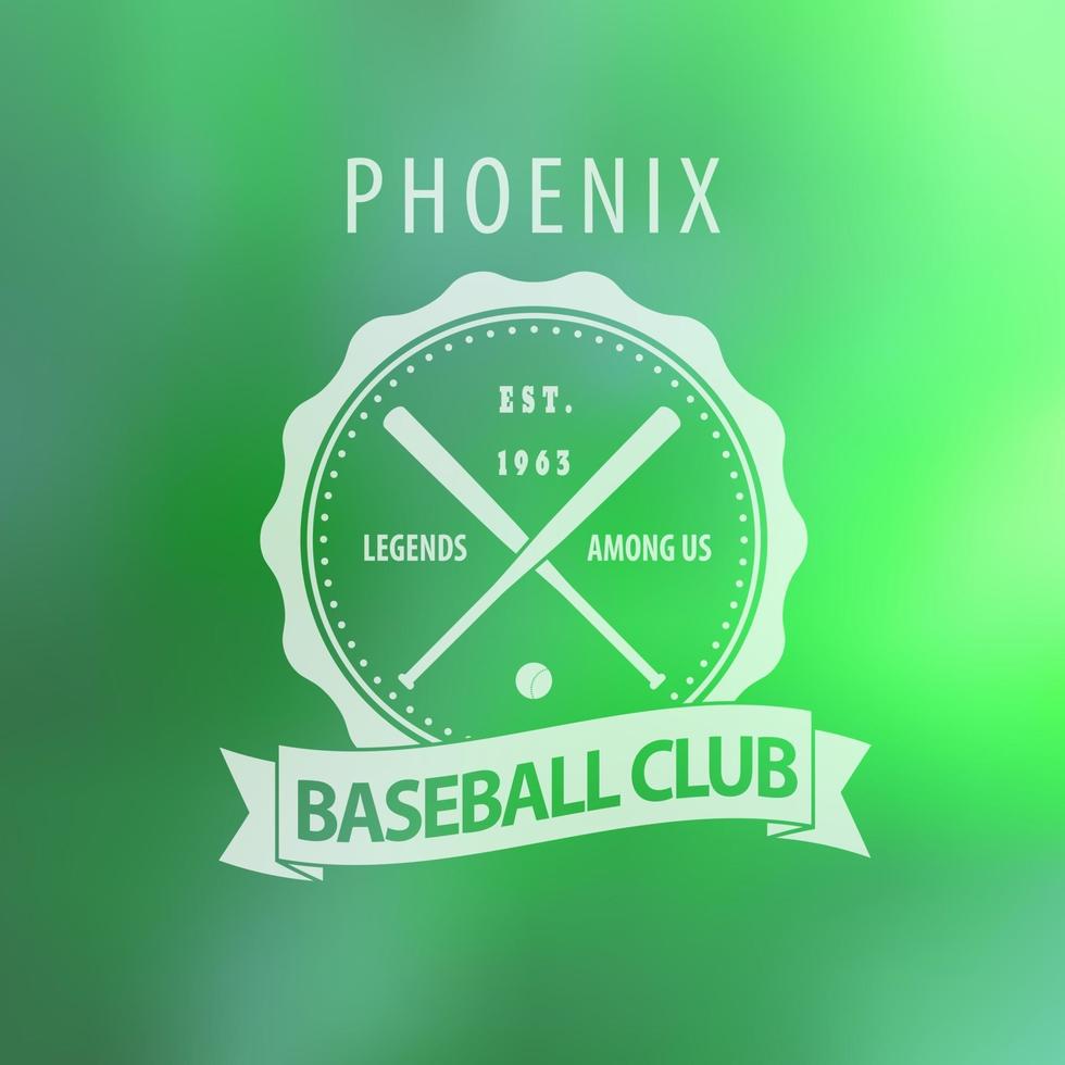 emblema vintage del club di baseball della fenice su sfondo sfocato vettore