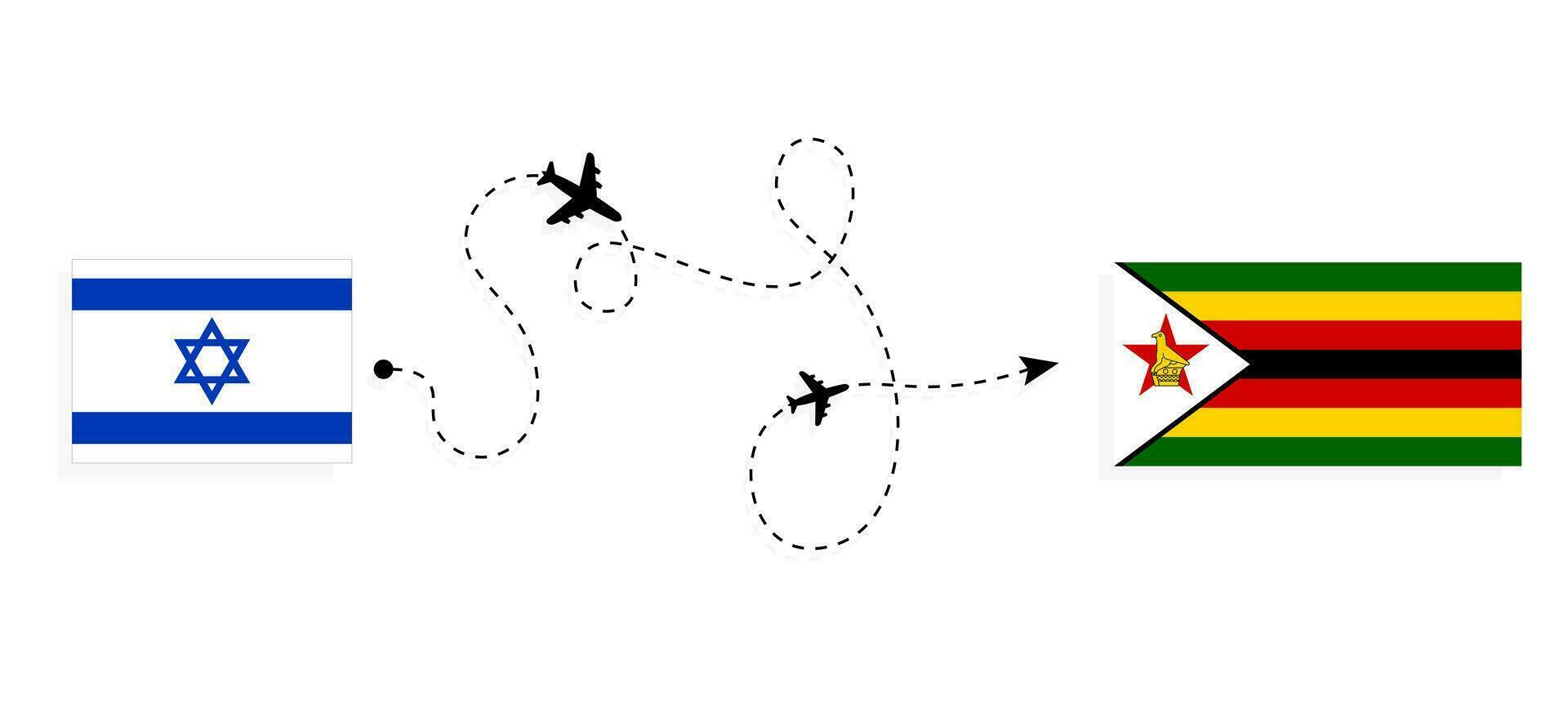 volo e viaggio a partire dal Israele per Zimbabwe di passeggeri aereo viaggio concetto vettore