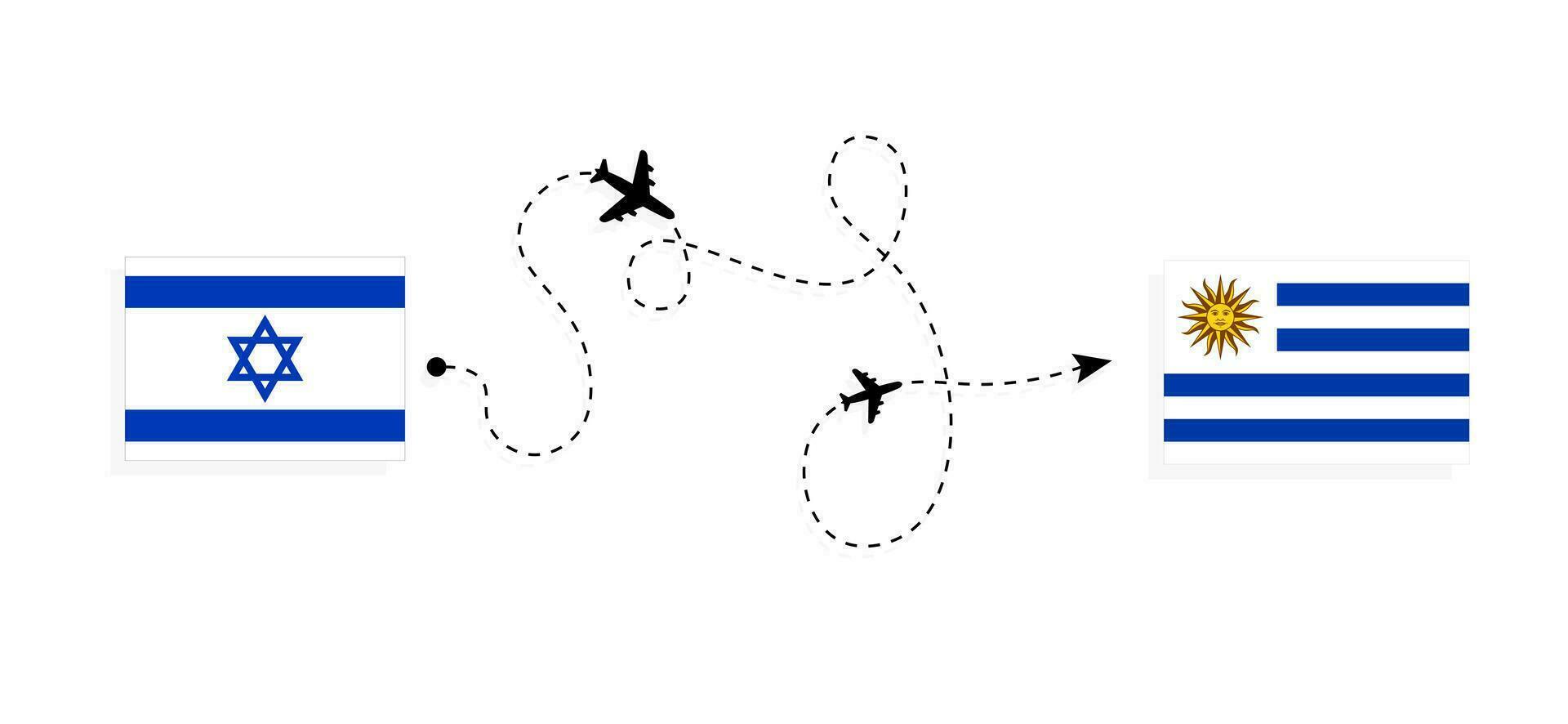 volo e viaggio a partire dal Israele per Uruguay di passeggeri aereo viaggio concetto vettore