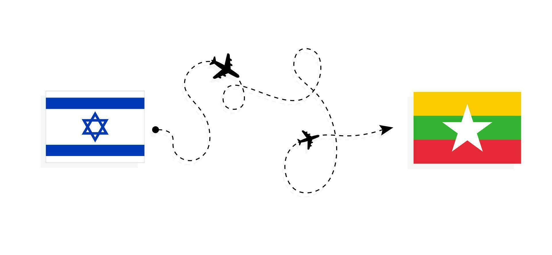 volo e viaggio a partire dal Israele per Myanmar di passeggeri aereo viaggio concetto vettore