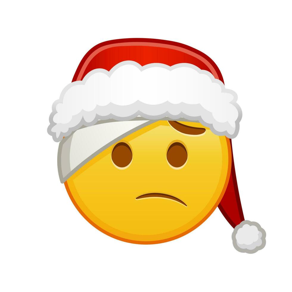 Natale viso con fasciatura della testa grande dimensione di giallo emoji Sorridi vettore