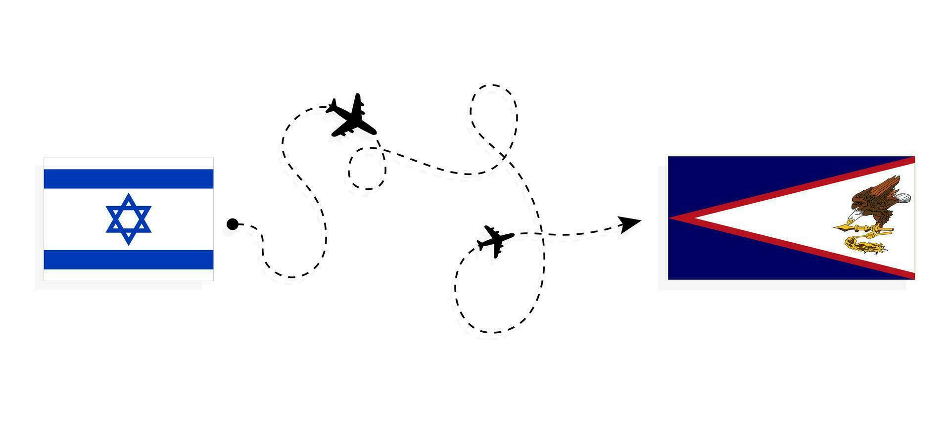 volo e viaggio a partire dal Israele per americano samoa di passeggeri aereo viaggio concetto vettore