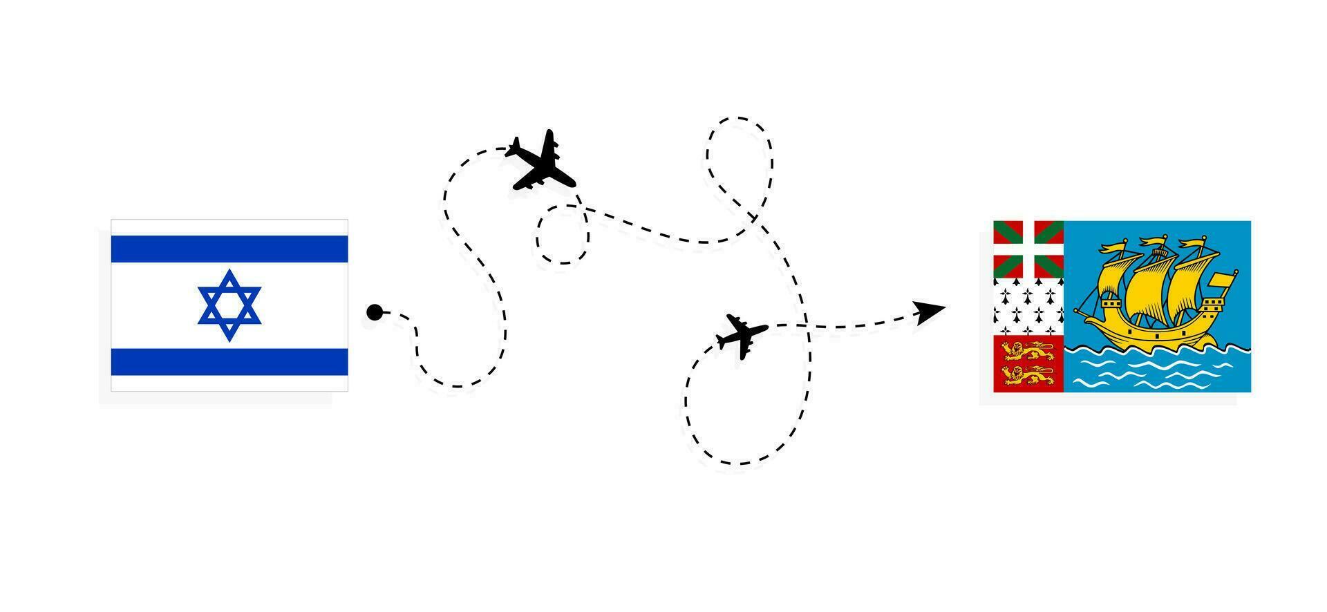 volo e viaggio a partire dal Israele per santo pierre e miquelon di passeggeri aereo viaggio concetto vettore