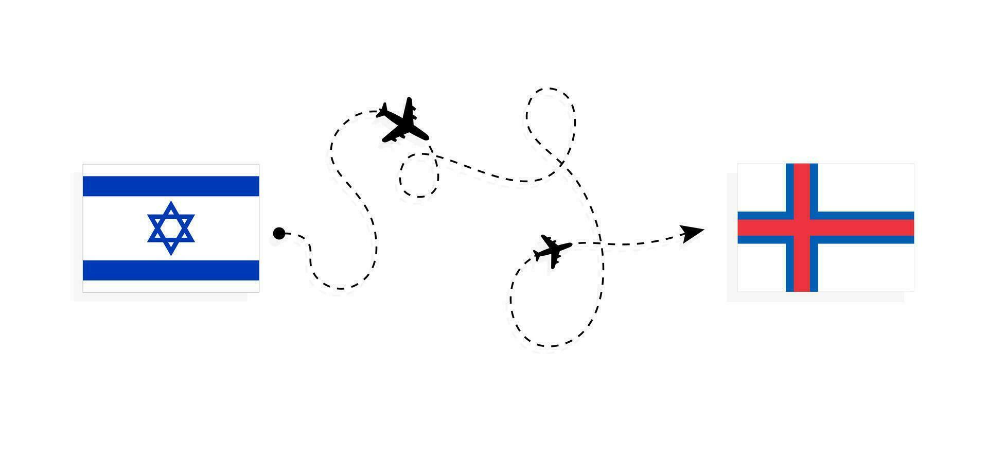 volo e viaggio a partire dal Israele per Faroe isole di passeggeri aereo viaggio concetto vettore